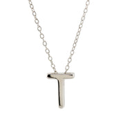 Charm Initial Letter T  925 Sterling Silver Necklace with Chain